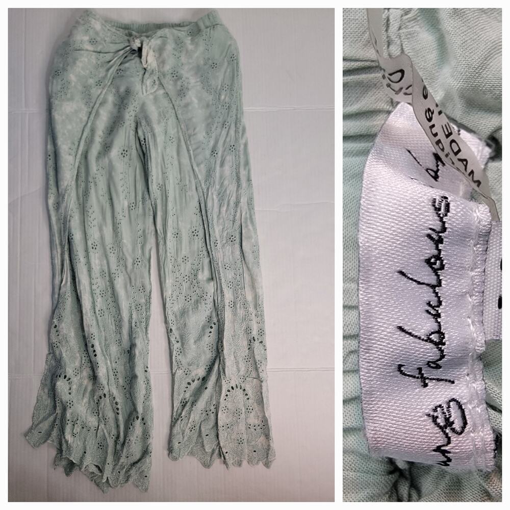 Young Fabulous & Broke Beach Pants Sz Medium Geneva Eyelet Tie Dye Leg Slit